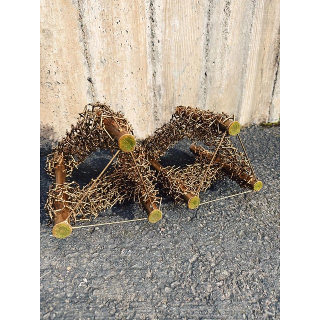 Mid 20th Century Brutalist Style Metal Candlesticks - a Pair For Sale - Image 4 of 10