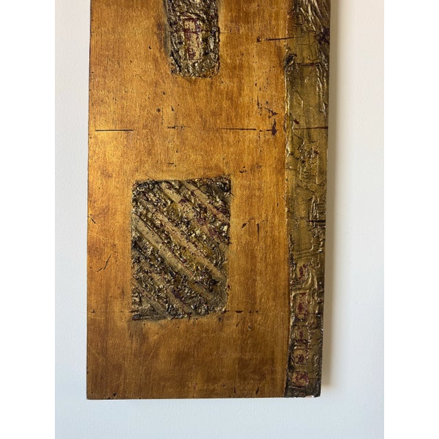 Brown Vintage Mixed Media Textured Expressionist Abstract Painting on Wood Panel – Unsigned For Sale - Image 8 of 10