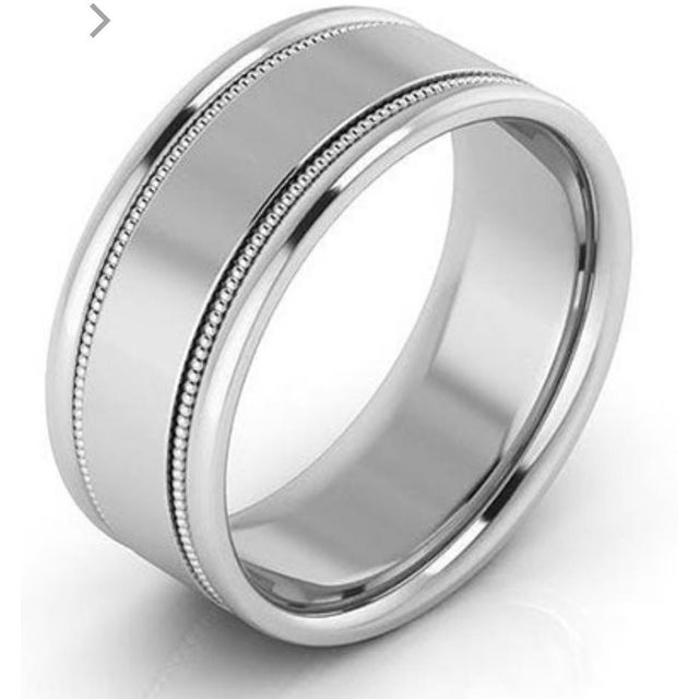 10MM WIDE MILGRAIN EDGE Platinum Plain Wedding Band Ring 24.2 Grams, COMFORT FIT This men’s or unisex wedding band,...