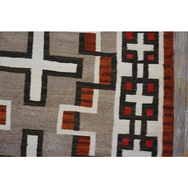 1920s Gray Geometric Antique American Navajo Carpet 4' X 5'9" Flatweave Wool Rug For Sale In New York - Image 6 of 15