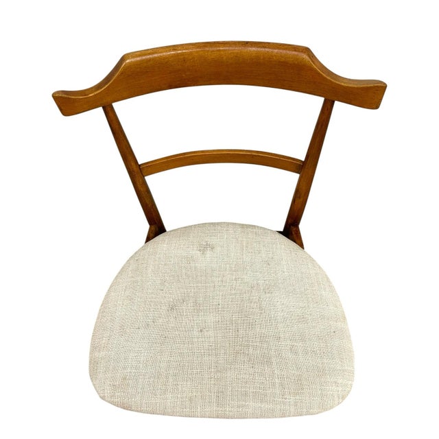 Wood Vintage Mid-Century Modern Dining Chair in the Style of Milo Baughman - Upholstered Seat & Sculpted Wood Back For Sale - Image 7 of 9