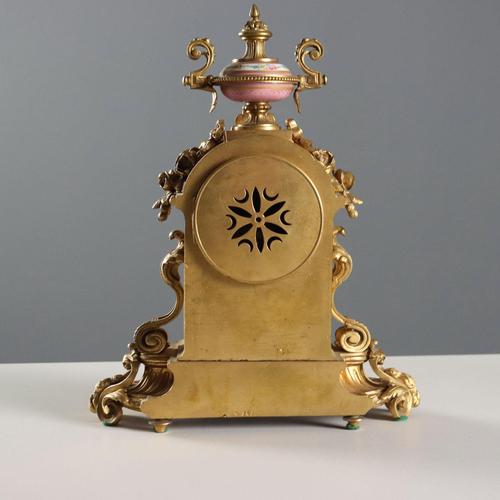 Triptych Clock in Gilded Bronze and Porcelain For Sale - Image 9 of 16