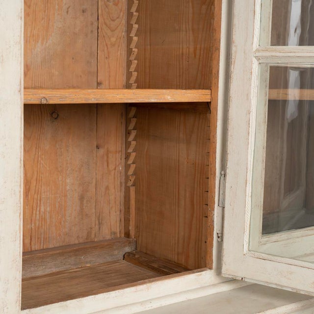 Antique Gray Painted Gustavian Tall Display Bookcase, Sweden