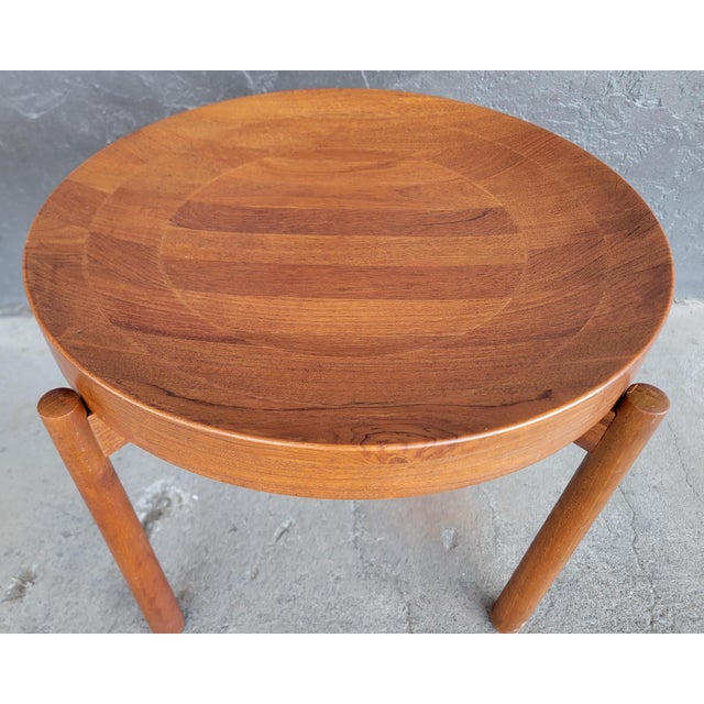 1960s Round Teak End Table Attributed to Jens Harald Quistgaard for Dux For Sale - Image 5 of 9