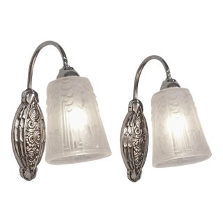 French Art Deco Wall Sconce by Marcel Hudry & Muller Freres 1920s France - A Pair For Sale