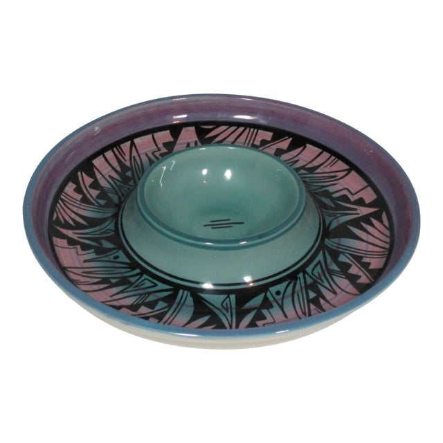 1980s Hand Crafted Navajo Ceramic Serving Dish For Sale
