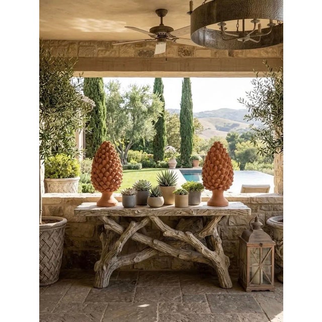 Pair of Hand-Finished Terracotta Pine Cone Finials For Sale - Image 11 of 12