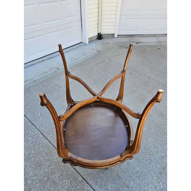 Brown French Side Table With Beaded Side Panels For Sale - Image 8 of 11