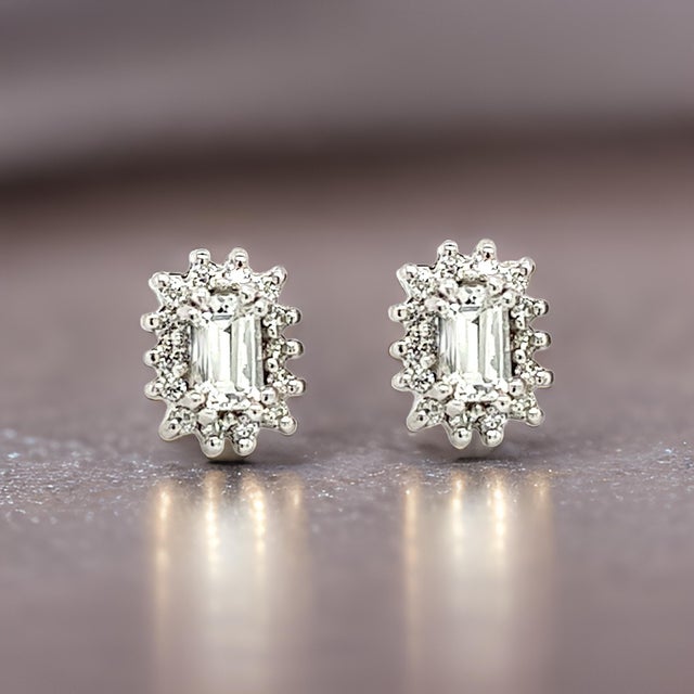Metal Natural Sapphire Diamond Stud Earrings 14k W Gold 0.94 TCW Certified For Sale - Image 7 of 16