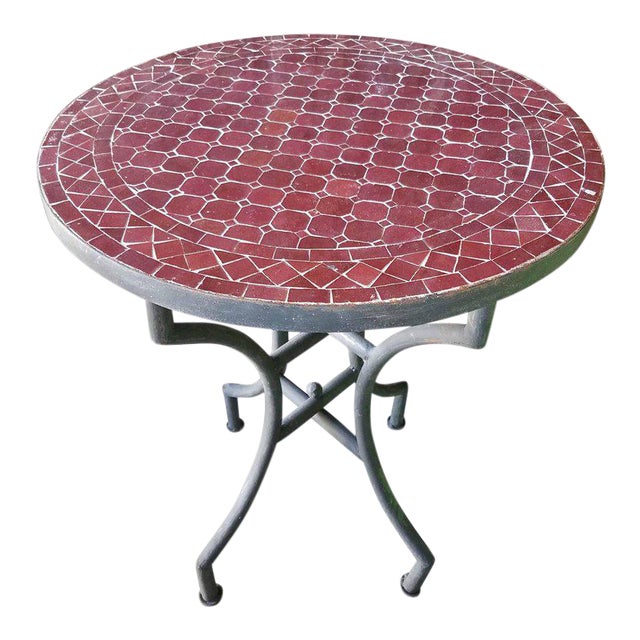 Burgundy Moroccan Mosaic Table For Sale