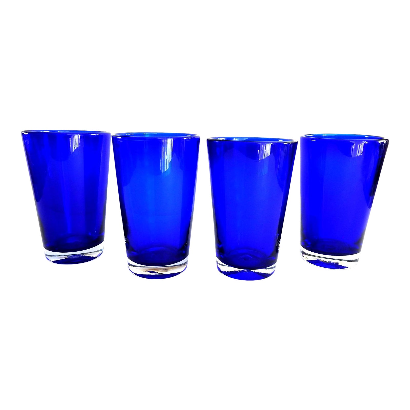 MidCentury Cobalt Blue HandBlown Ice Tea Glasses Set of 4 Chairish