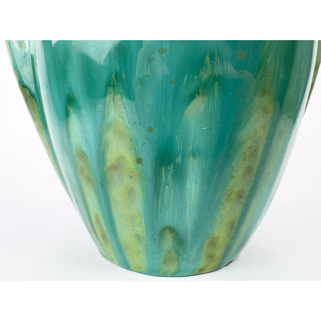 1930s Pierrefonds French Art Deco Double-Handled Stoneware Vase For Sale - Image 6 of 15