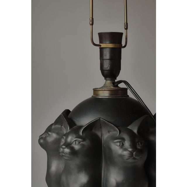 Large Art Nouveau Danish Table in Black Terracotta with Cats by L. Hjort, 1910s For Sale - Image 10 of 16