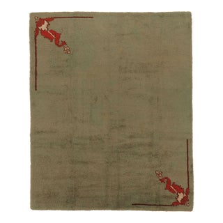 Vintage Swedish Rya Rug, Green Scandinavian Solid Open Field - Rug & Kilim For Sale