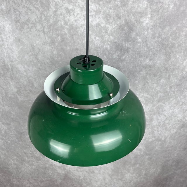 Metal Vintage Danish Green Lamp, 1970s For Sale - Image 7 of 11