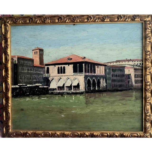 1950s Gino Fiora, Rialto Fishmongers in Venice, Oil on Hardboard For Sale - Image 5 of 5