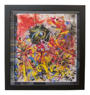 1970s Vintage Hendrik Grise Abstract Expressionist Celestial Explosion Graffiti Painting
