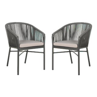 Roland Stackable Rope Chair, Grey & Grey Cushion - a Pair For Sale