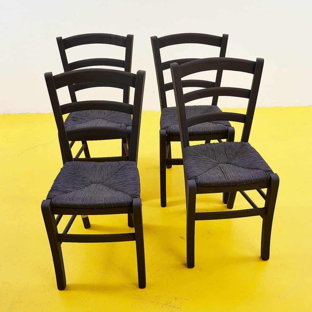 Rustic Black Chairs, Set of 4 For Sale - Image 9 of 9