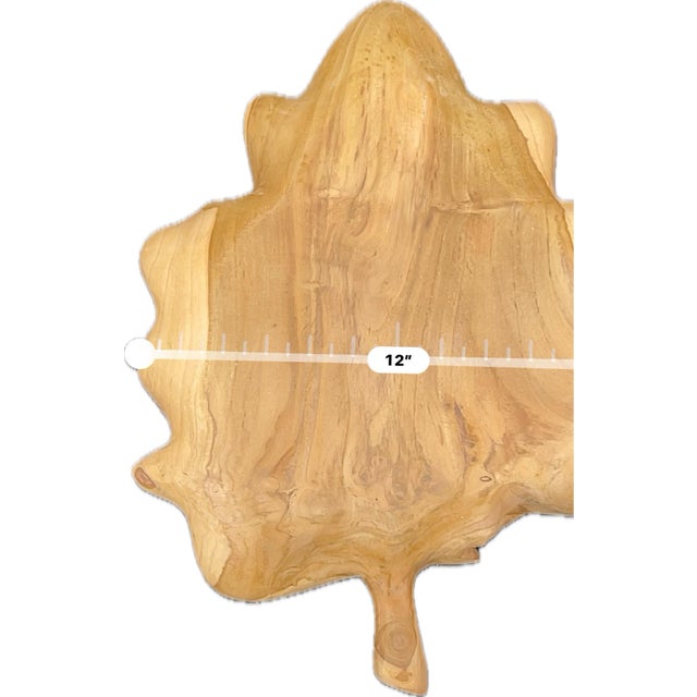 Vintage Hand-Carved Solid Teak Leaf Serving Boards – Set of 5 For Sale - Image 9 of 11