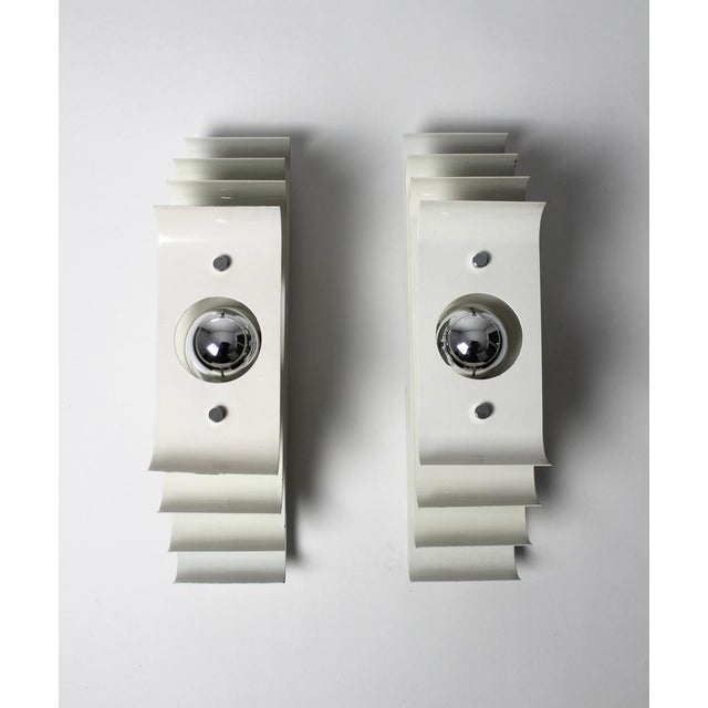 Italian Postmodern Wall Sconces in Layered Metal, 1970s, Set of 2 For Sale - Image 15 of 15