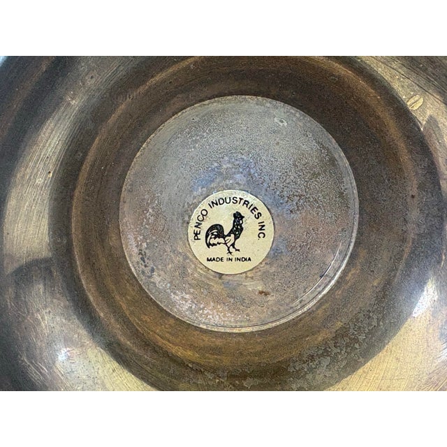 Vintage Etched Enameled Brass Vase With Floral Motifs by Penco Industries, India, C. 1970s For Sale - Image 10 of 10