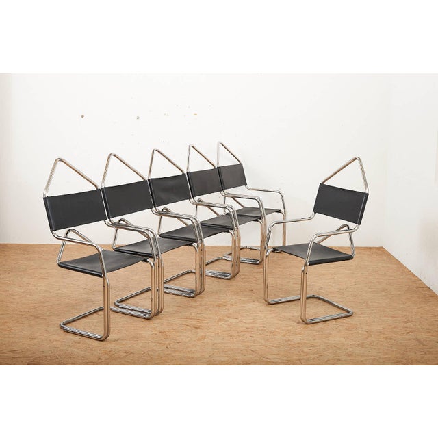 Black Type 22 the Clamp Cantilever Chair with Chrome-Plated Tubular Steel and Black Leather from Ulysses Müller, 1989 For Sale - Image 8 of 15