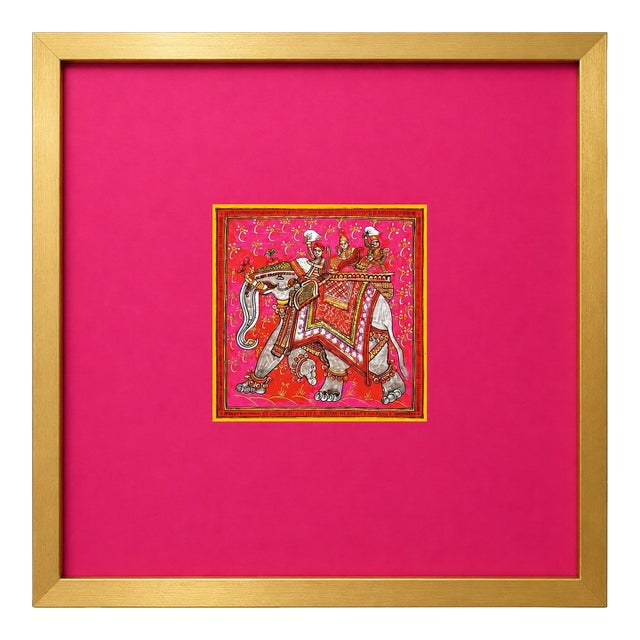 Authentic Original Hermès “Beloved India” Silk Scarf Art Print Framed Elephant Miniature French Luxury Wall Art Advertisement For Sale