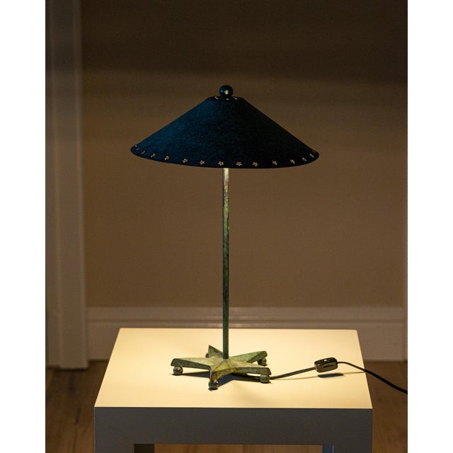 Late 20th Century Vintage Verdigris Copper Alloy Brutalist Star Table Lamp For Sale - Image 5 of 14