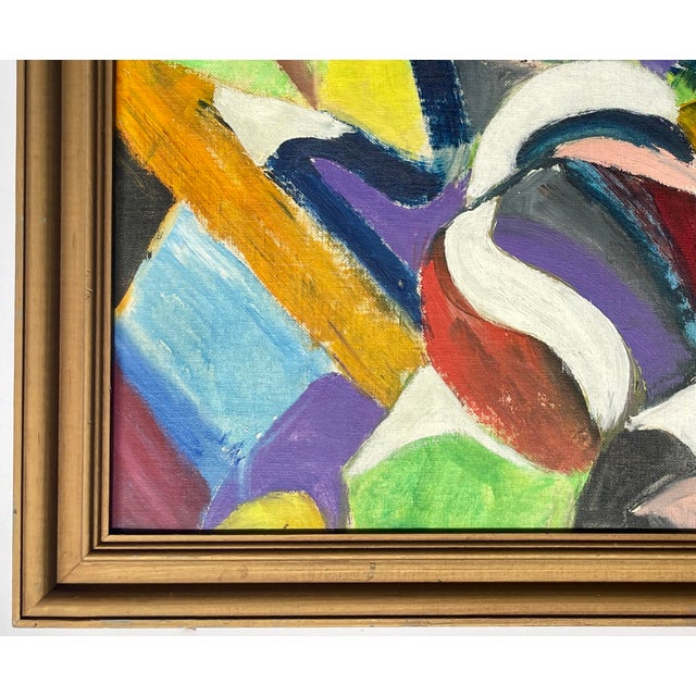 1960s 1960s Colorful Abstract on Canvas by Dr. Bella Singer - For Sale - Image 5 of 7