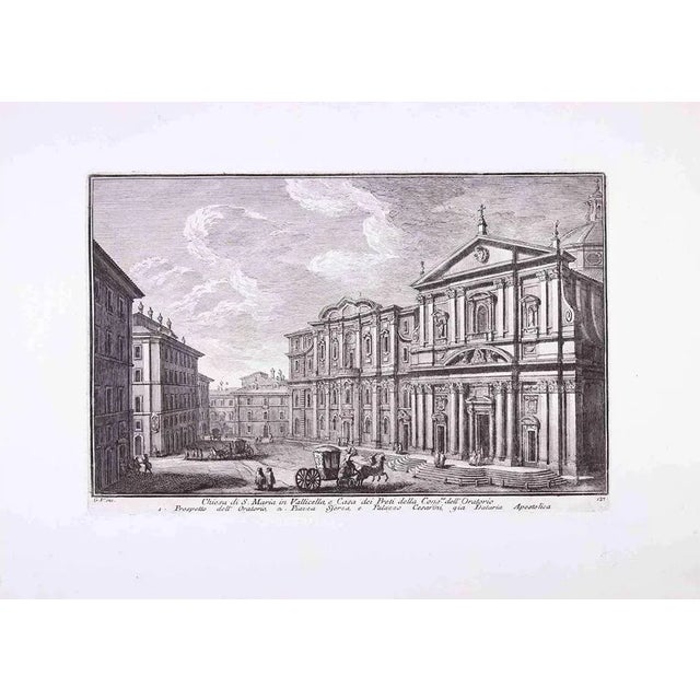 Chiesa di S.Maria in Vallicella is an original black and white etching of the Late 18th century realized by Giuseppe Vasi....