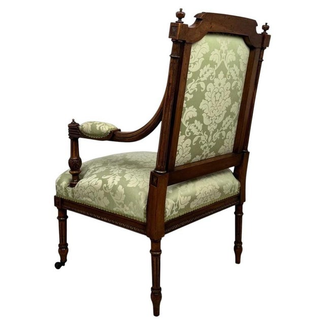 19th Century French Walnut Open Armchair For Sale - Image 9 of 14