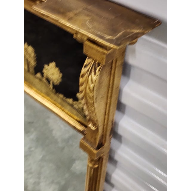 Antique Early 20th Century Federal Style Eglomise Giltwood Mirror For Sale - Image 15 of 17