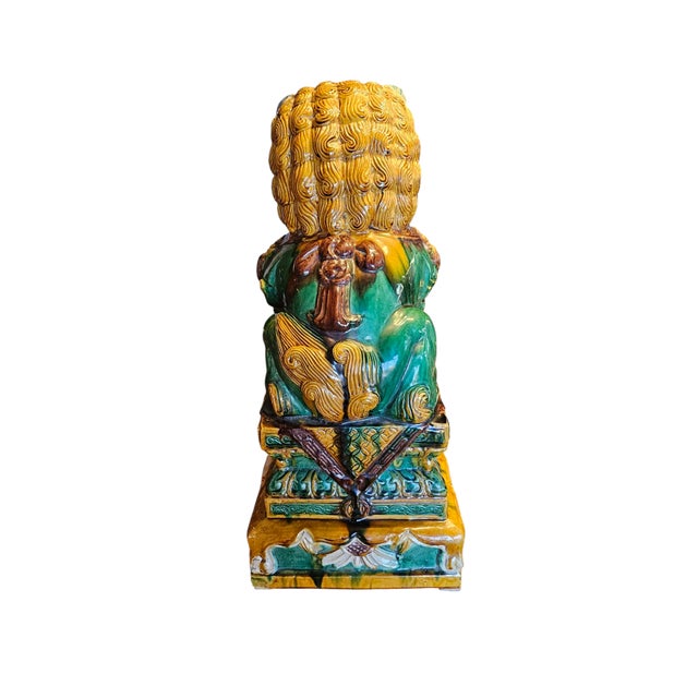 Chinese Early 20th Century Chinese Sancai-Glazed Foo Dog For Sale - Image 3 of 12