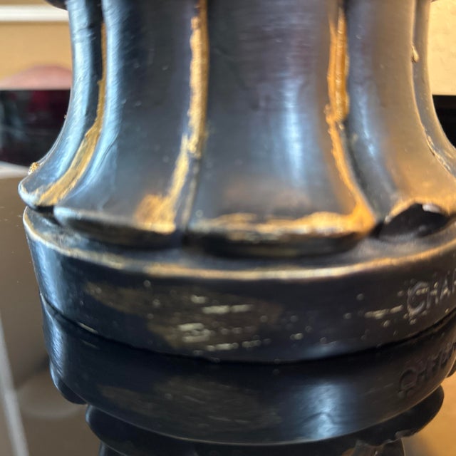 Black Large 33.5" 1950s Signed Earle Chapman Substantial Cast Plaster Lamp W/ Tanner Kenzie Shade For Sale - Image 8 of 12