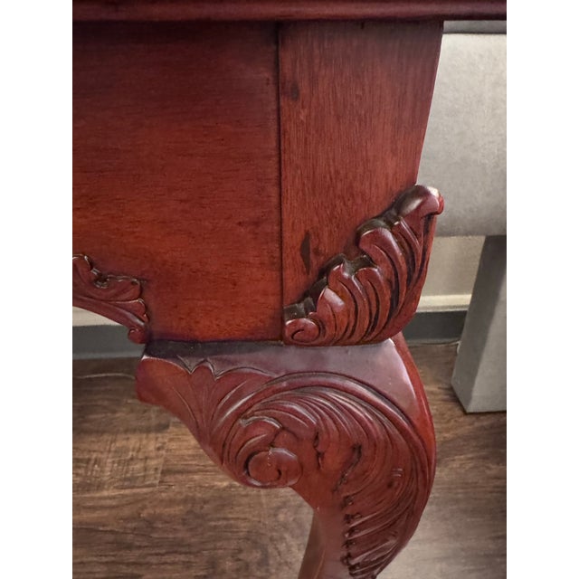Vintage Carved Mahogany Queen Anne Style Sofa Table Console For Sale - Image 4 of 6