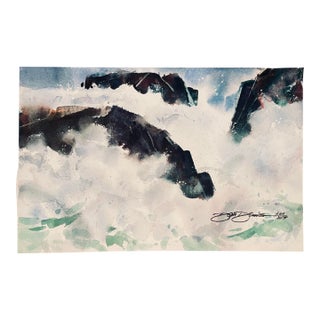 1970s Don Dennis Coastal Watercolor For Sale