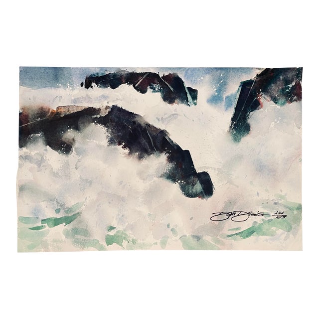 1970s Don Dennis Coastal Watercolor For Sale