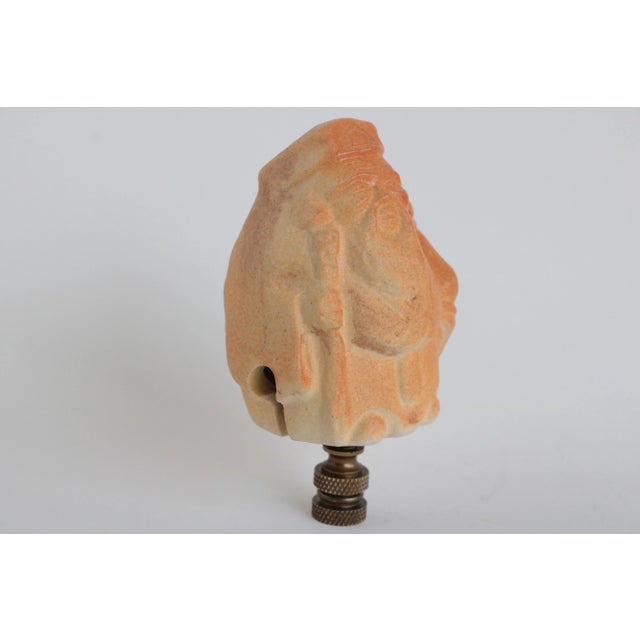 This lamp finial was made from a vintage pottery bell, handcrafted and stamped with its maker's mark. This oversized...