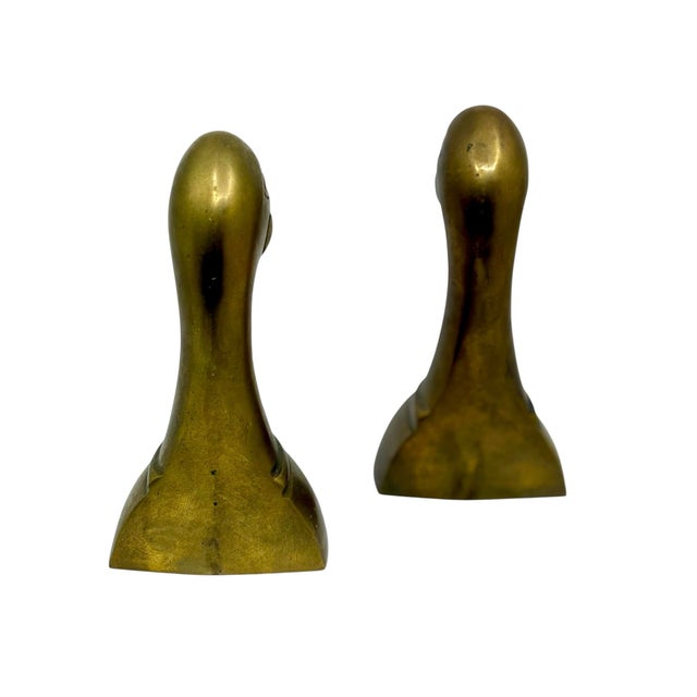 Vintage 1970s Brass Mallard Duck Statues or Bookends - A Pair For Sale In New York - Image 6 of 7