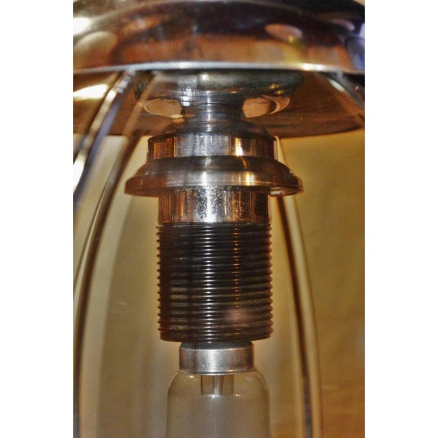 White Mid-Century Octagonal Smoked Glass and Chrome Globe Pendant Light, 1960s For Sale - Image 8 of 13