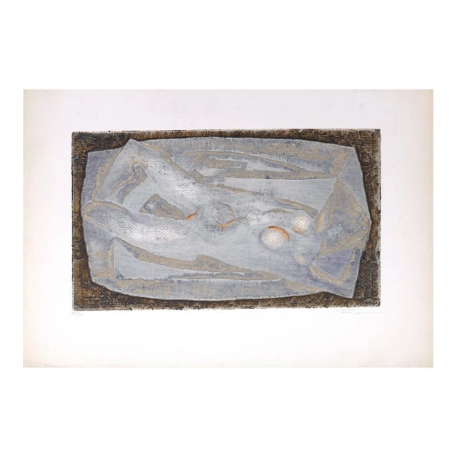 Abstrait Gris - Original Lithograph by Marcel Fiorini - Late 20th Century Late 20th Century For Sale