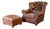 Restoration Hardware Churchill Cigar Leather Luxe Writer's Chair and Ottoman For Sale