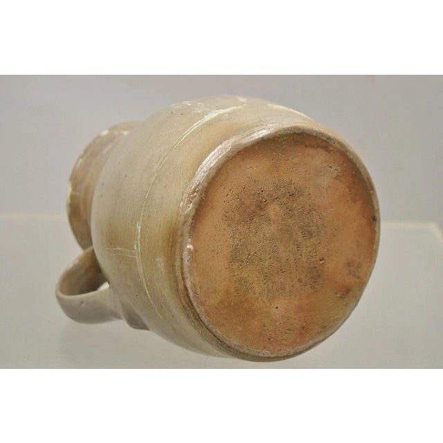 Antique Primitive Stoneware Salt Glazed 8" Bulbous Water Pitcher With Handle For Sale - Image 10 of 11