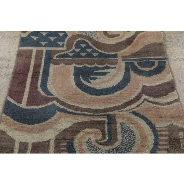 This 3x5 Art Deco rug, hand-knotted in wool and dating to circa 1950–1959, reflects the evolution of postwar French...