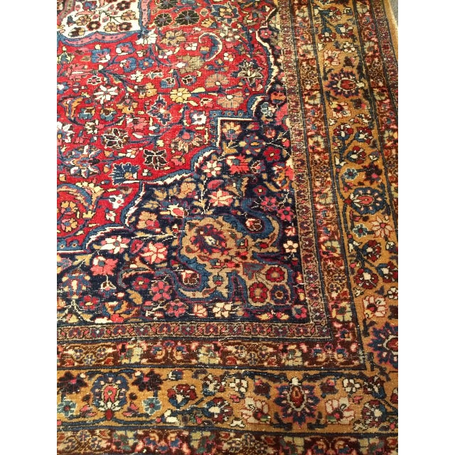 Vintage Persian Khorassan Rug, Hand-Knotted Wool, Floral Pattern, Crimson & Camel, 9x12 For Sale - Image 14 of 14