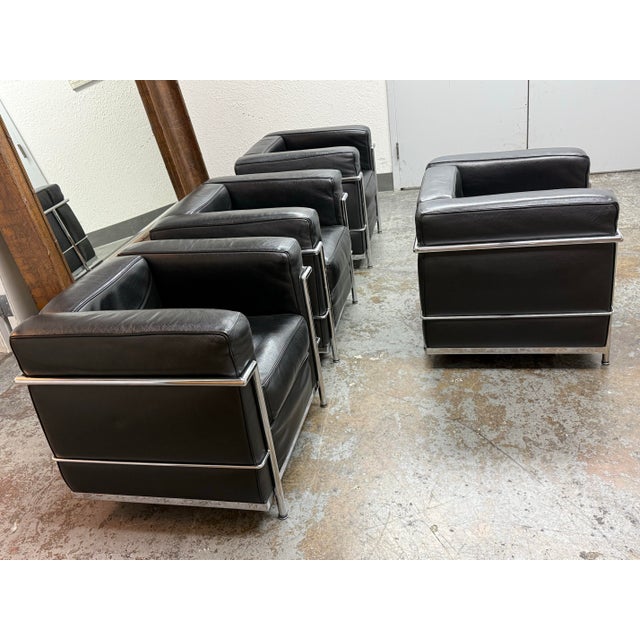 Le Corbusier Style Cube Lounge Chairs, Set of Four For Sale - Image 4 of 12