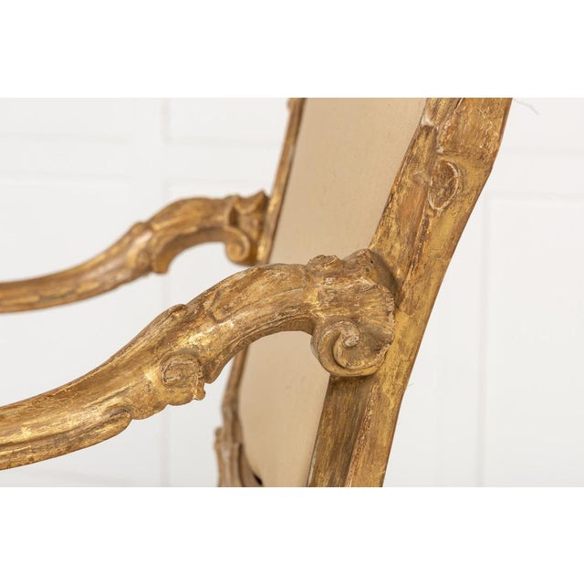 Wood 18th Century Italian Carved Giltwood Armchair For Sale - Image 7 of 9