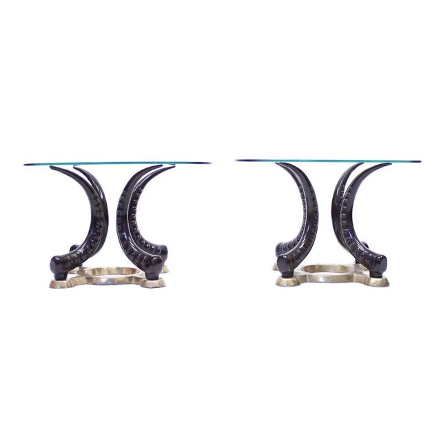 Vintage Brass & Faux Tusks Side or Coffee Tables, 1970s, Set of 2 For Sale - Image 15 of 15