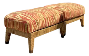 Vintage McGuire Wrapped Rattan Ottomans - A Pair